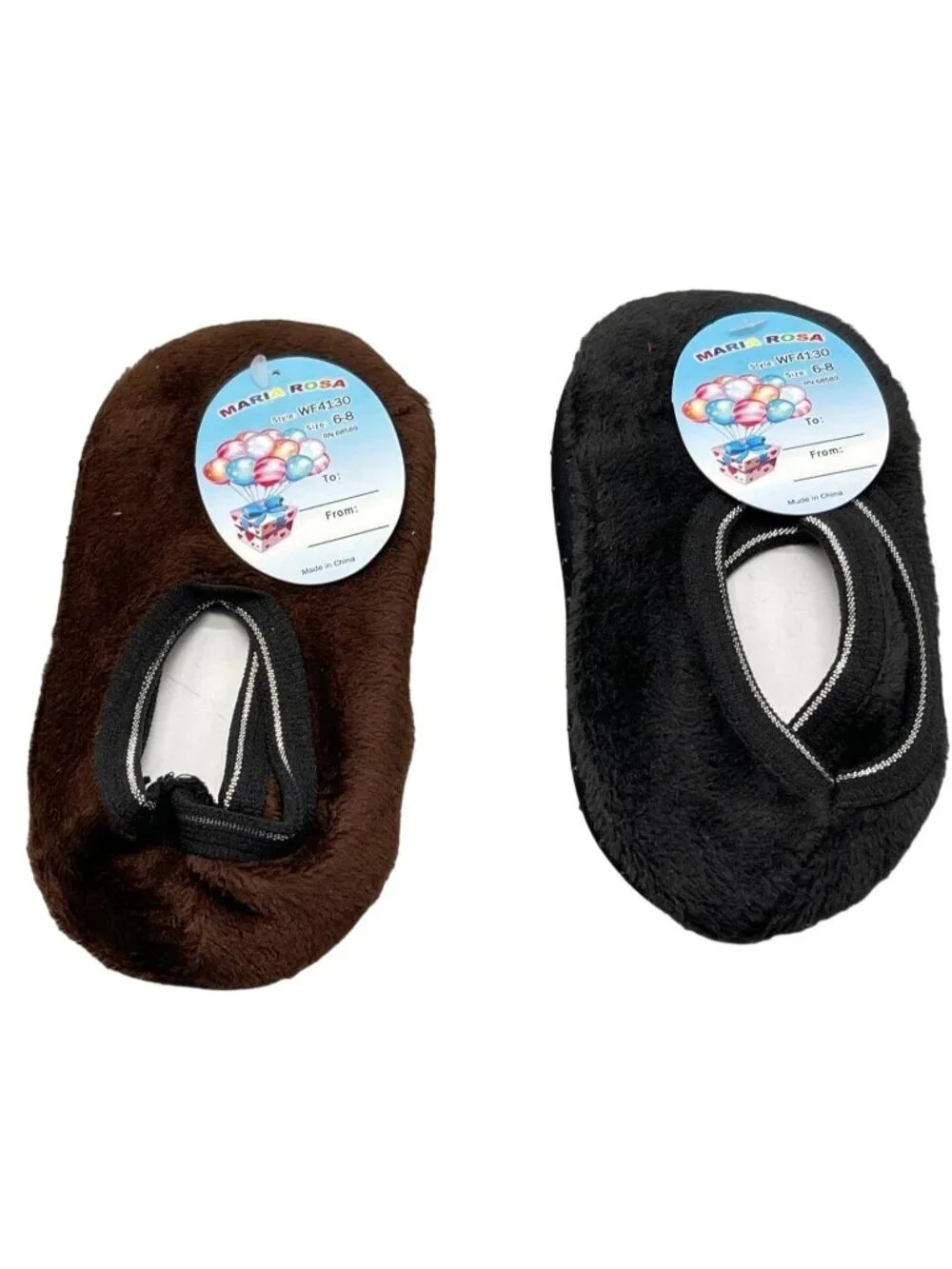 Maria Rosa youth slippers set of 2 size 6-8 non-skid bottoms 1 pair black READ